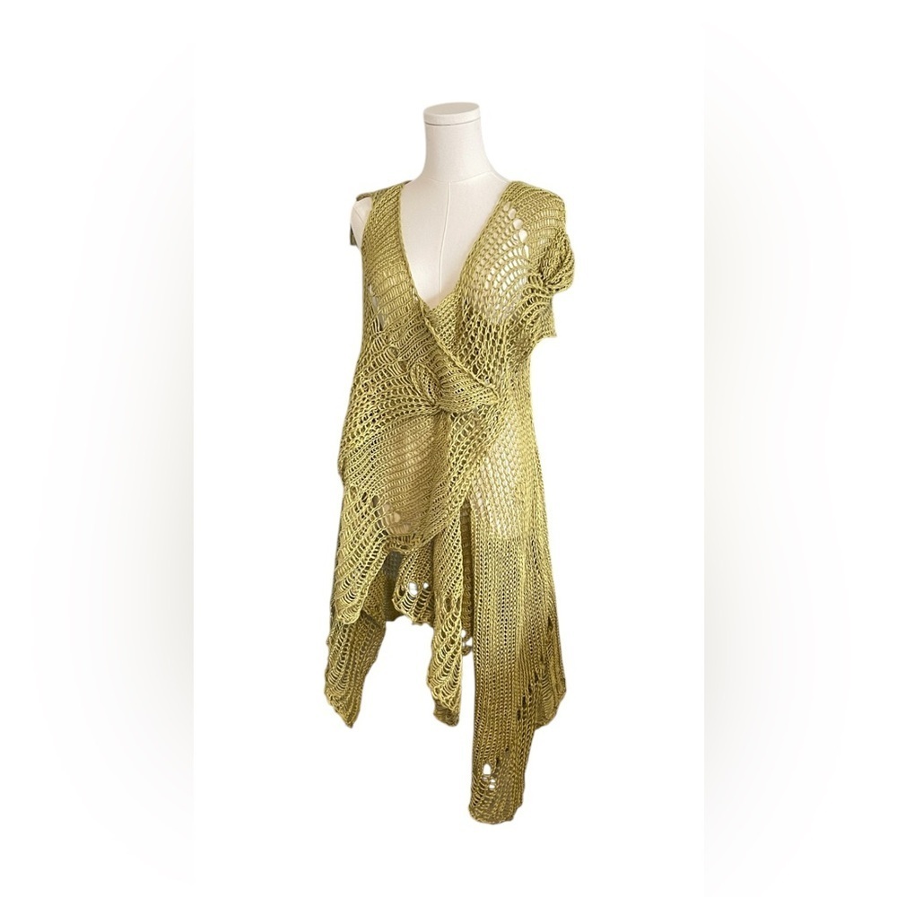 Vintage , Olive Green Knit Swim Cover-Up 
100% Linen